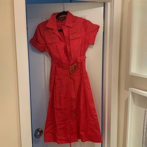 Red Belted Dress Jones NY